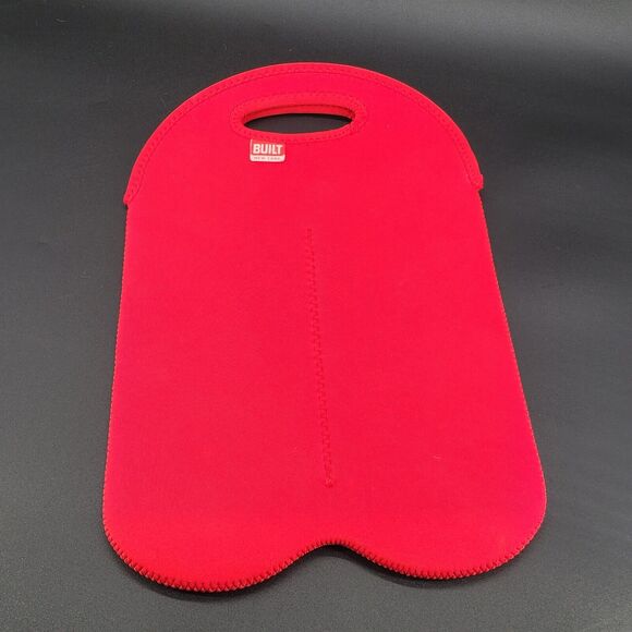 Built New York The Bottle Tote Red Neoprene 2 Bottle Bag Insulated - Picture 1 of 7